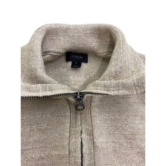 Men's J.Crew Beige 1/4 Zip Sweater Sz S 100% Cotton Soft Long-Sleeve Top - Picture 2 of 5